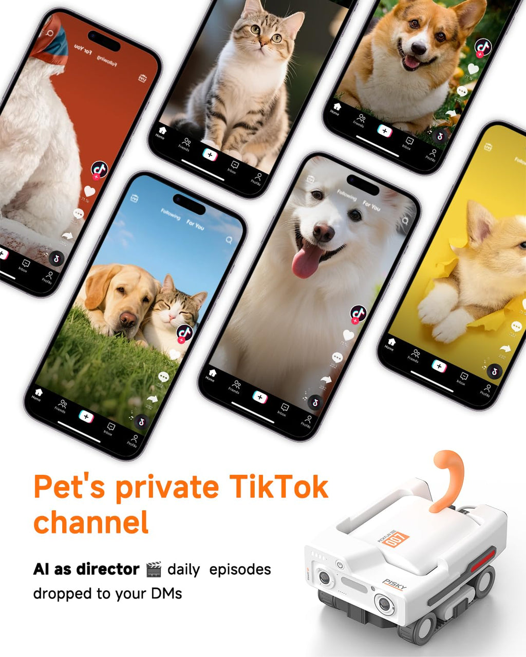 AI Pet Rover Camera with Auto Tracking & 2K Live View
