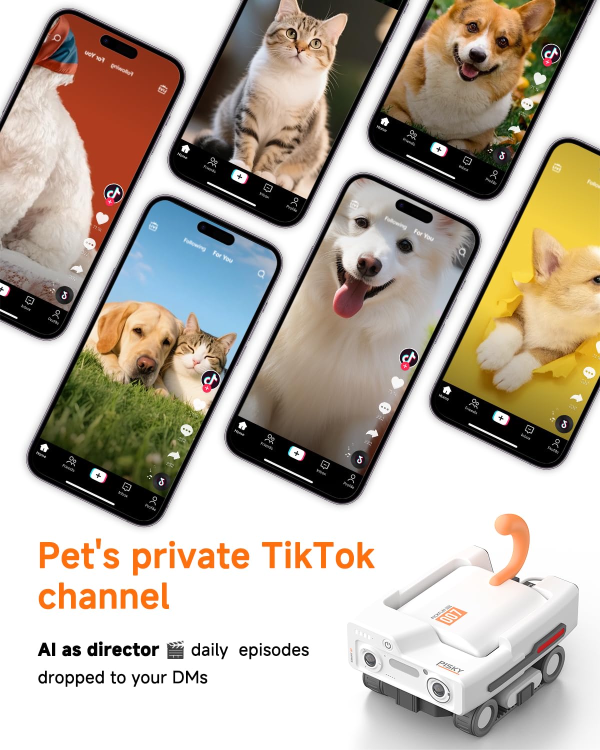 AI Pet Rover Camera with Auto Tracking & 2K Live View