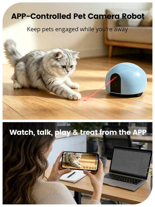 2K Pet Robot Camera with Treat Dispenser & Two-Way Audio
