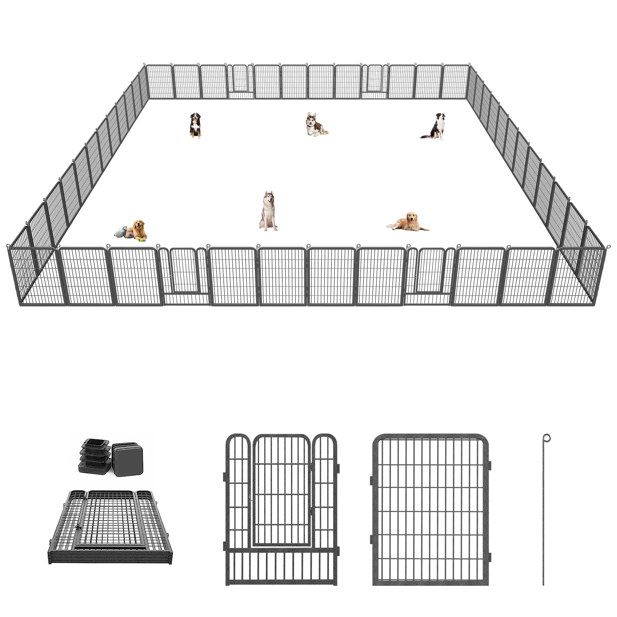 40" Portable Metal Dog Exercise Pen for Outdoor Use