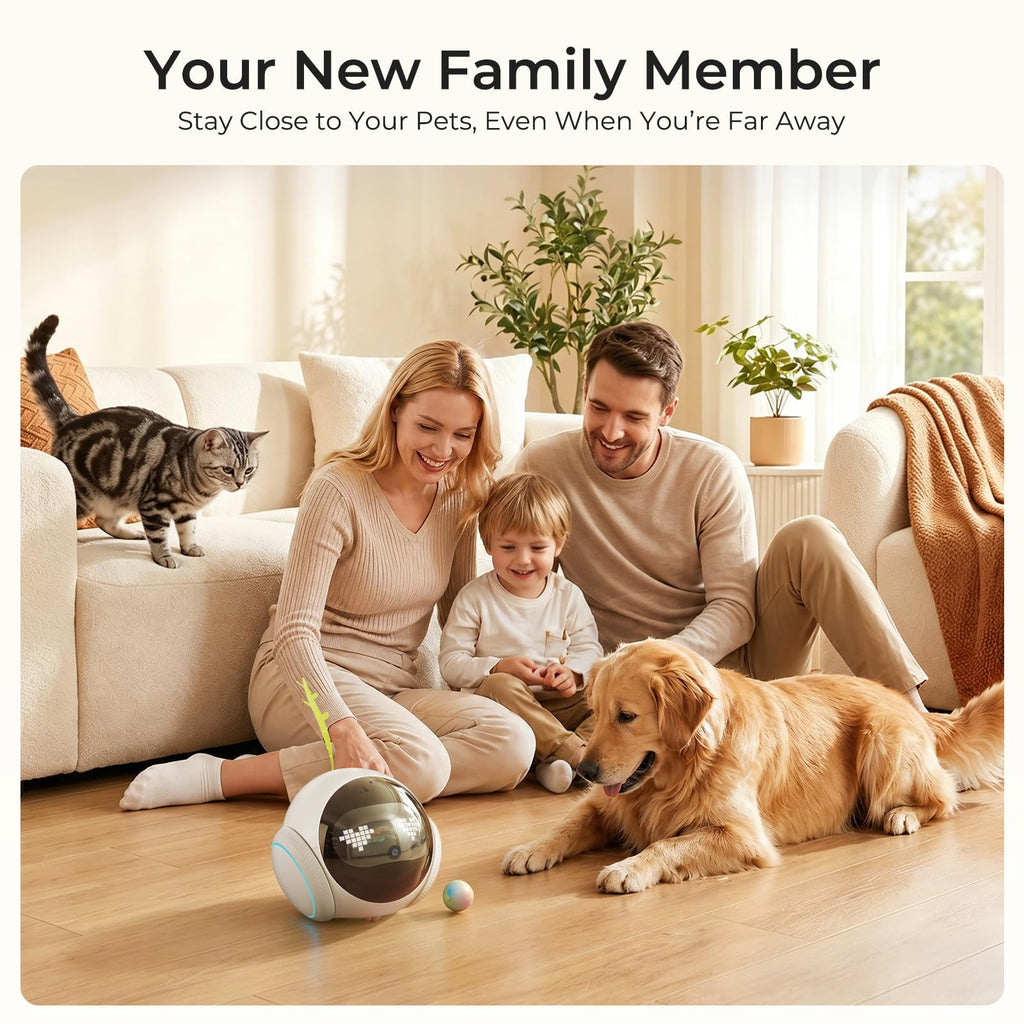 Vivideye Pet Camera 1080P, Movable Robot Security Camera for Dog Cat