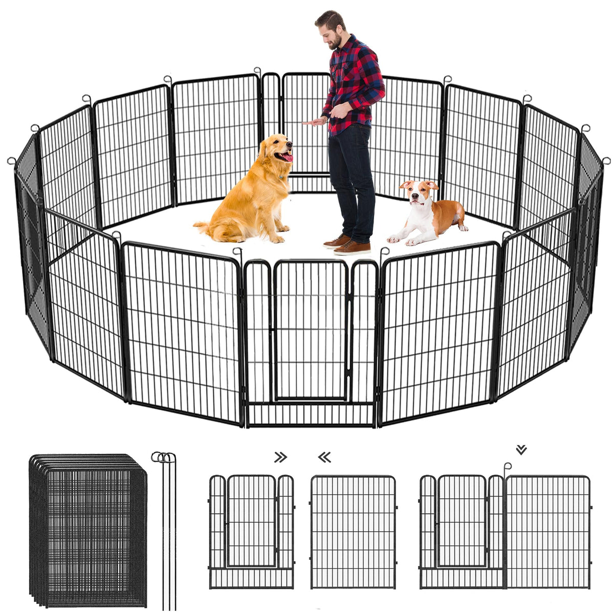 40" Portable Metal Dog Exercise Pen for Outdoor Use
