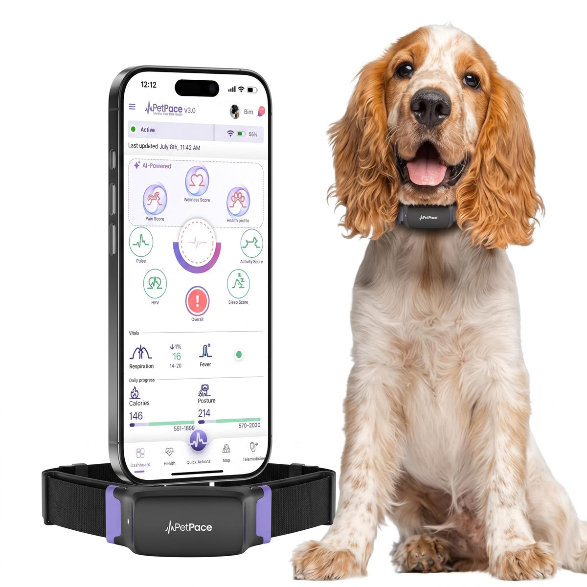 Smart Dog Health Monitoring Collar with GPS & Vital Tracking