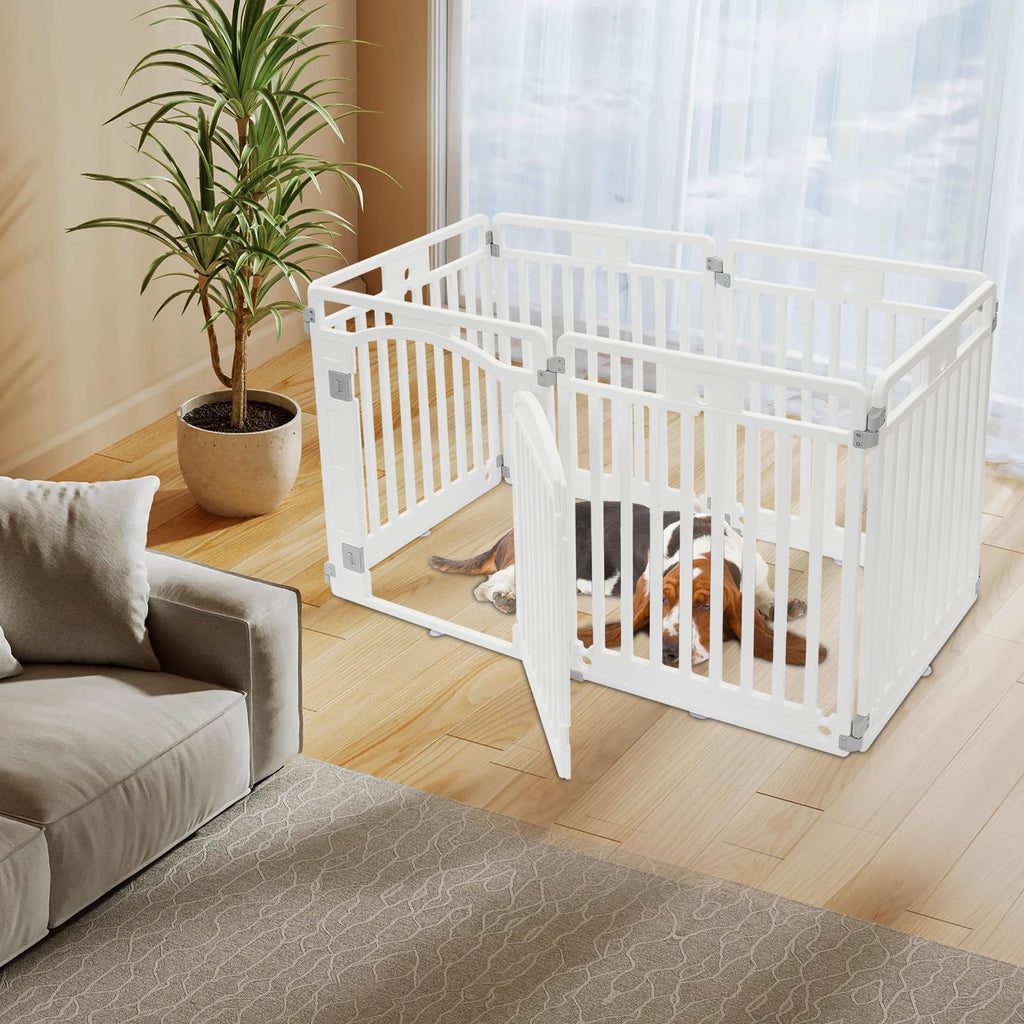 Freestanding Dog Gate with Walk-Through Door
