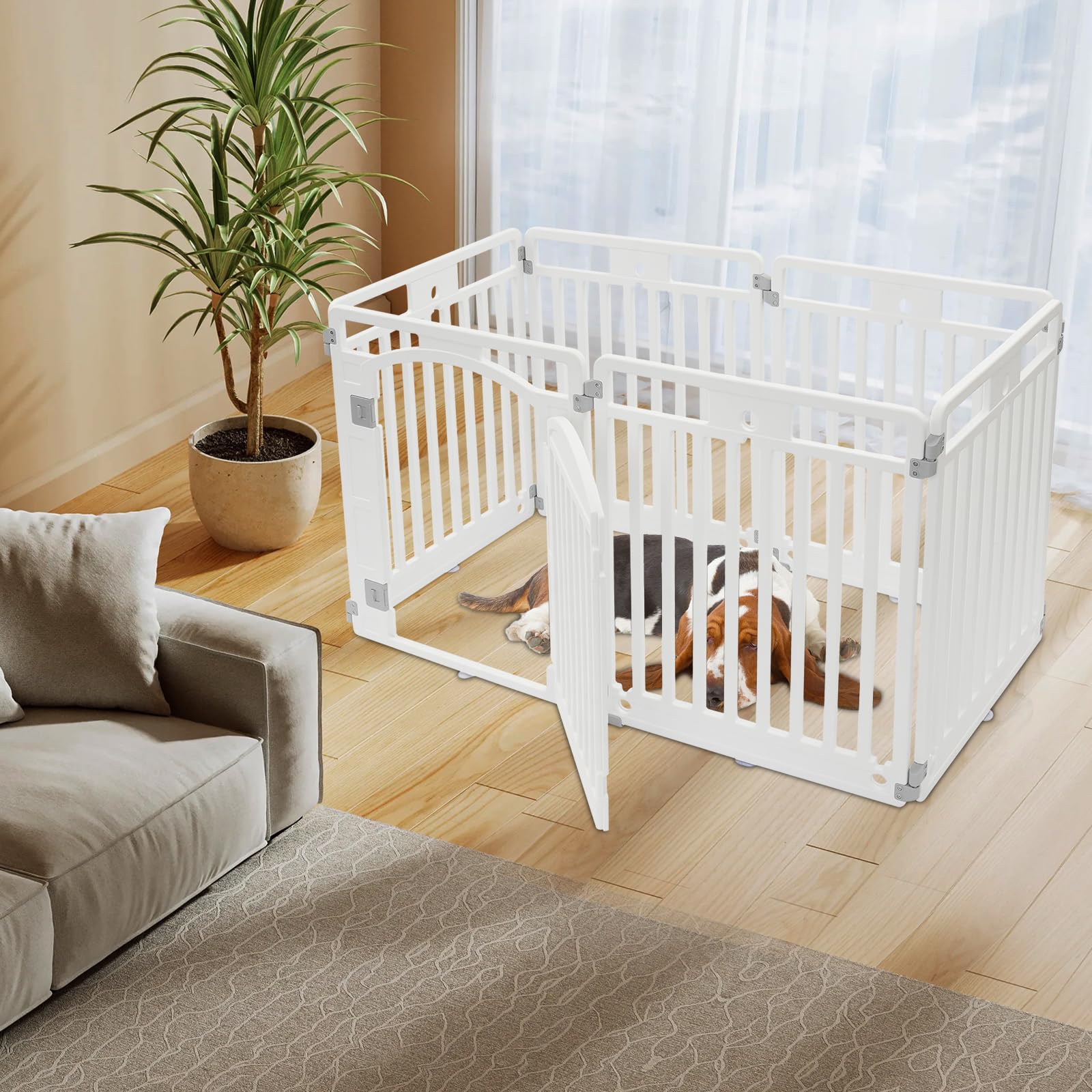 Freestanding Dog Gate with Walk-Through Door