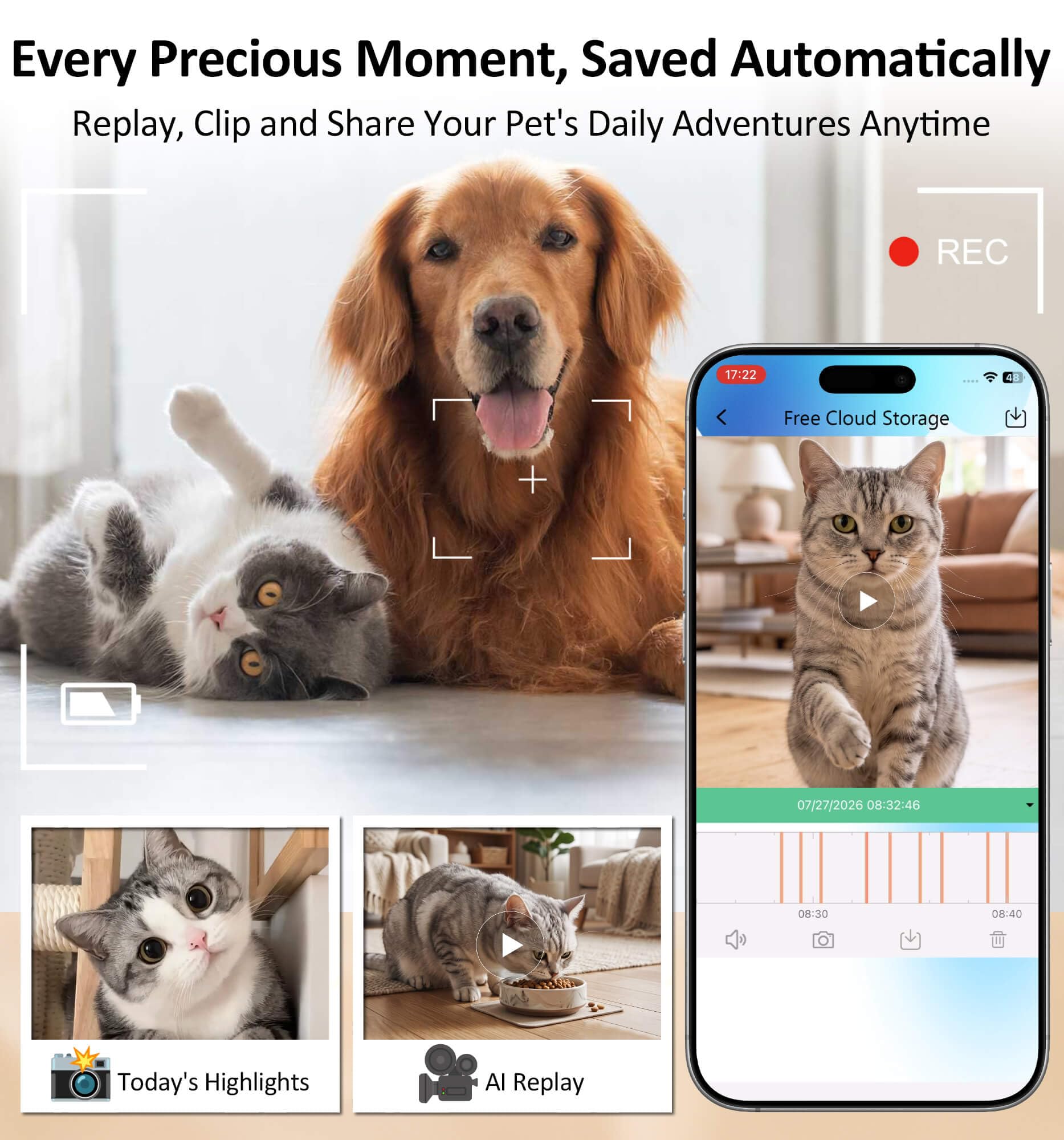 AI Pet Camera Robot with App Control