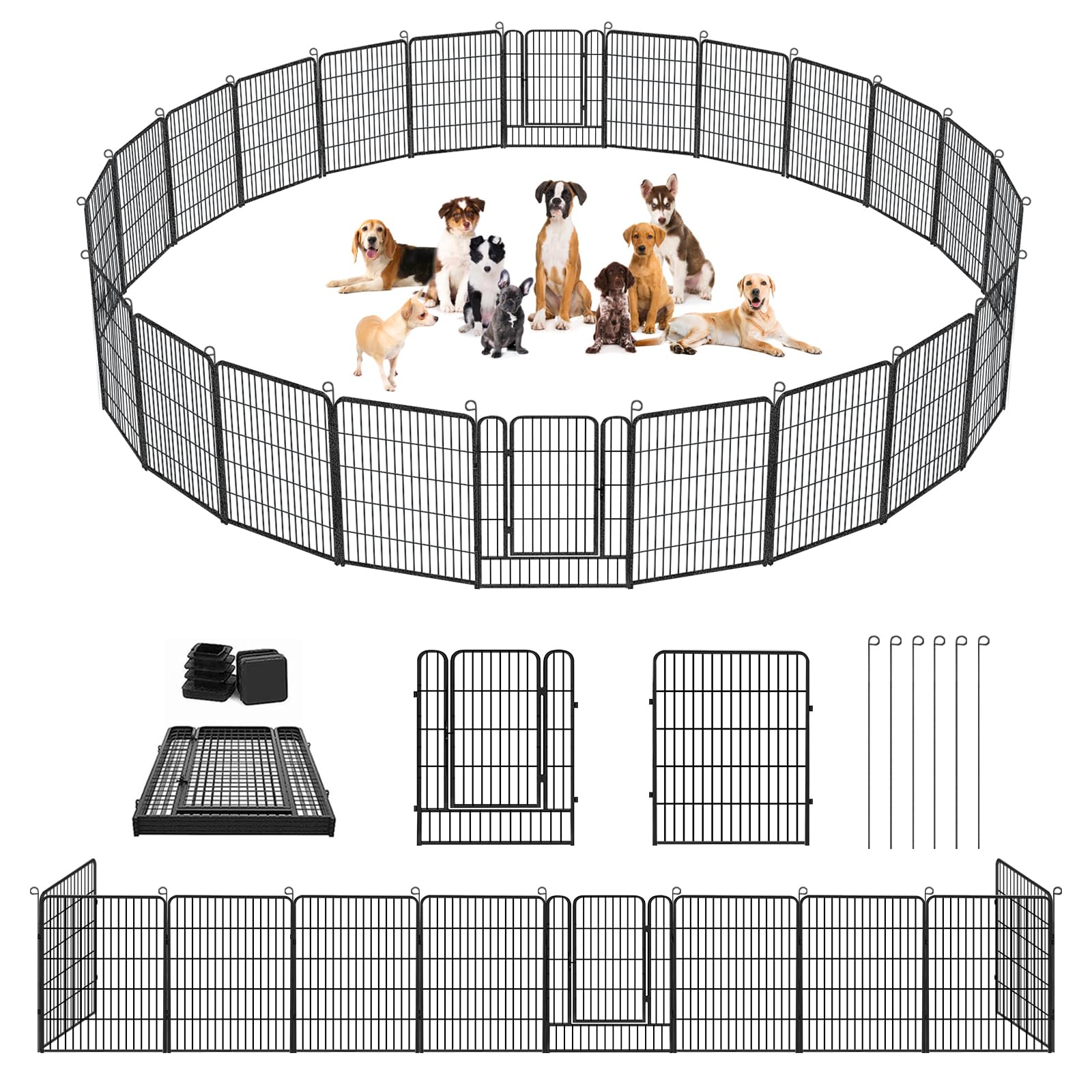 40" Portable Metal Dog Exercise Pen for Outdoor Use