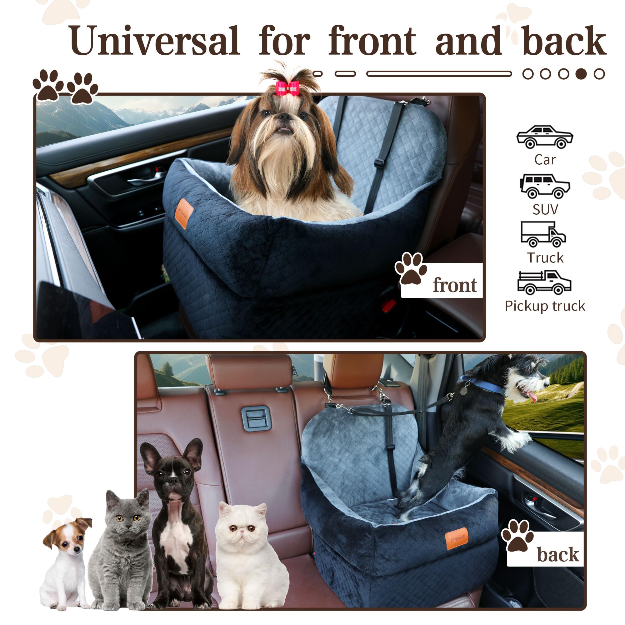 Dog Booster Car Seat for Small/Medium Dogs