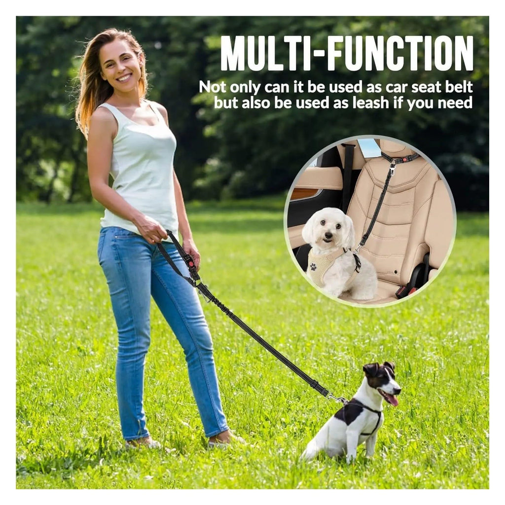 Adjustable Reflective Dog Car Seat Belt with Bungee