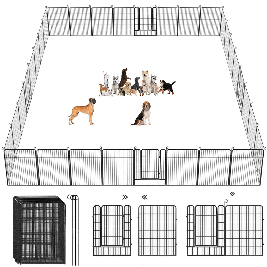 40" Portable Metal Dog Exercise Pen for Outdoor Use