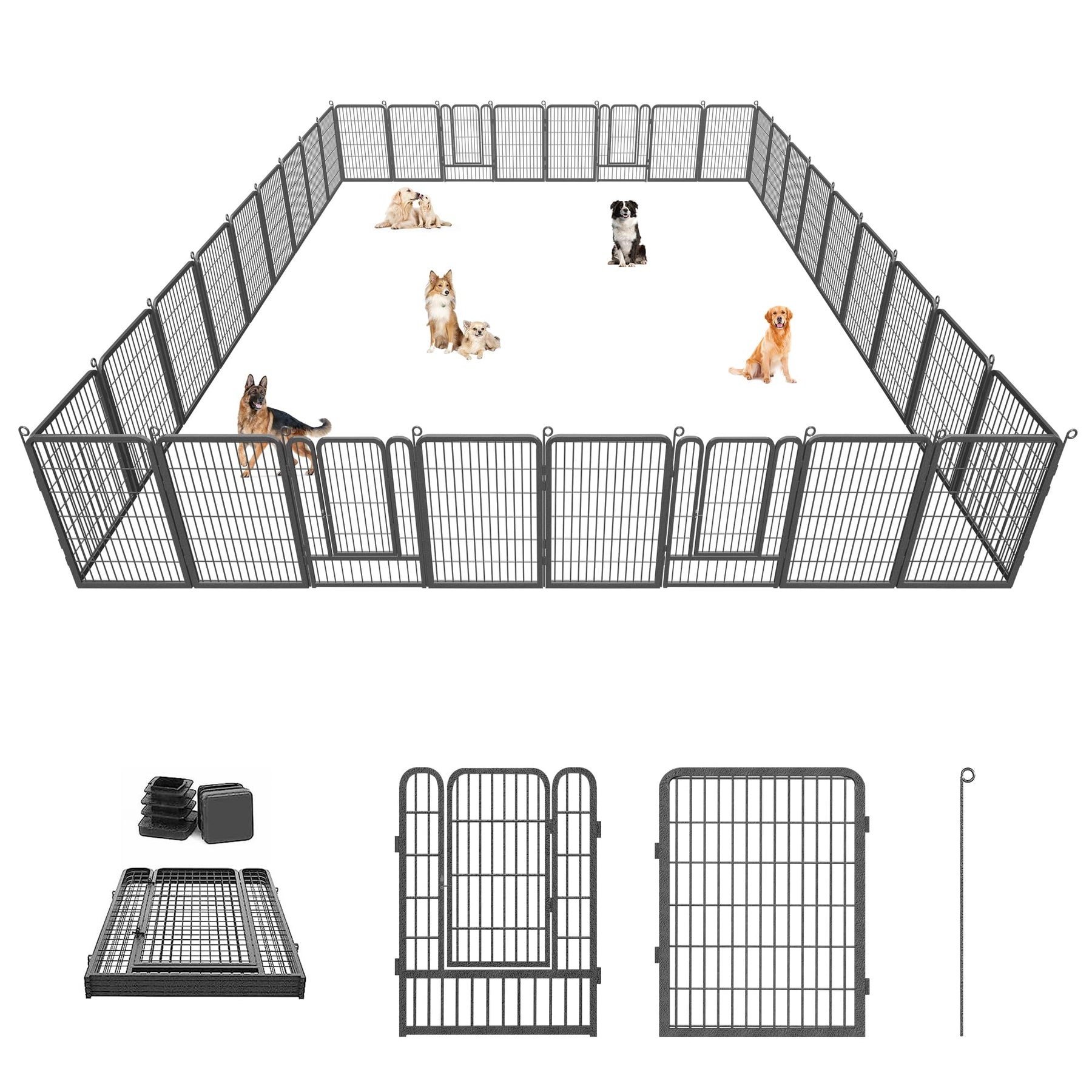 40" Portable Metal Dog Exercise Pen for Outdoor Use