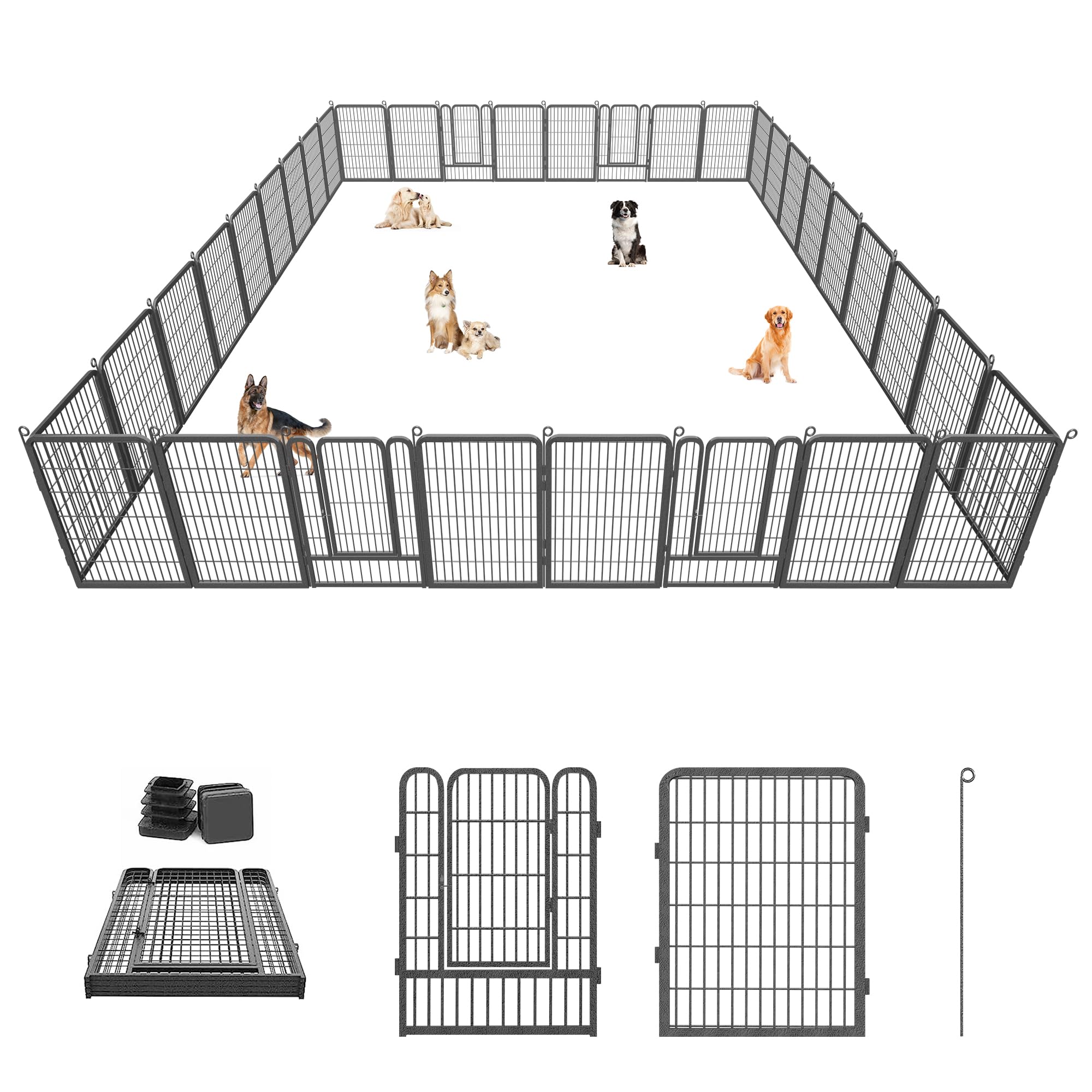40" Portable Metal Dog Exercise Pen for Outdoor Use
