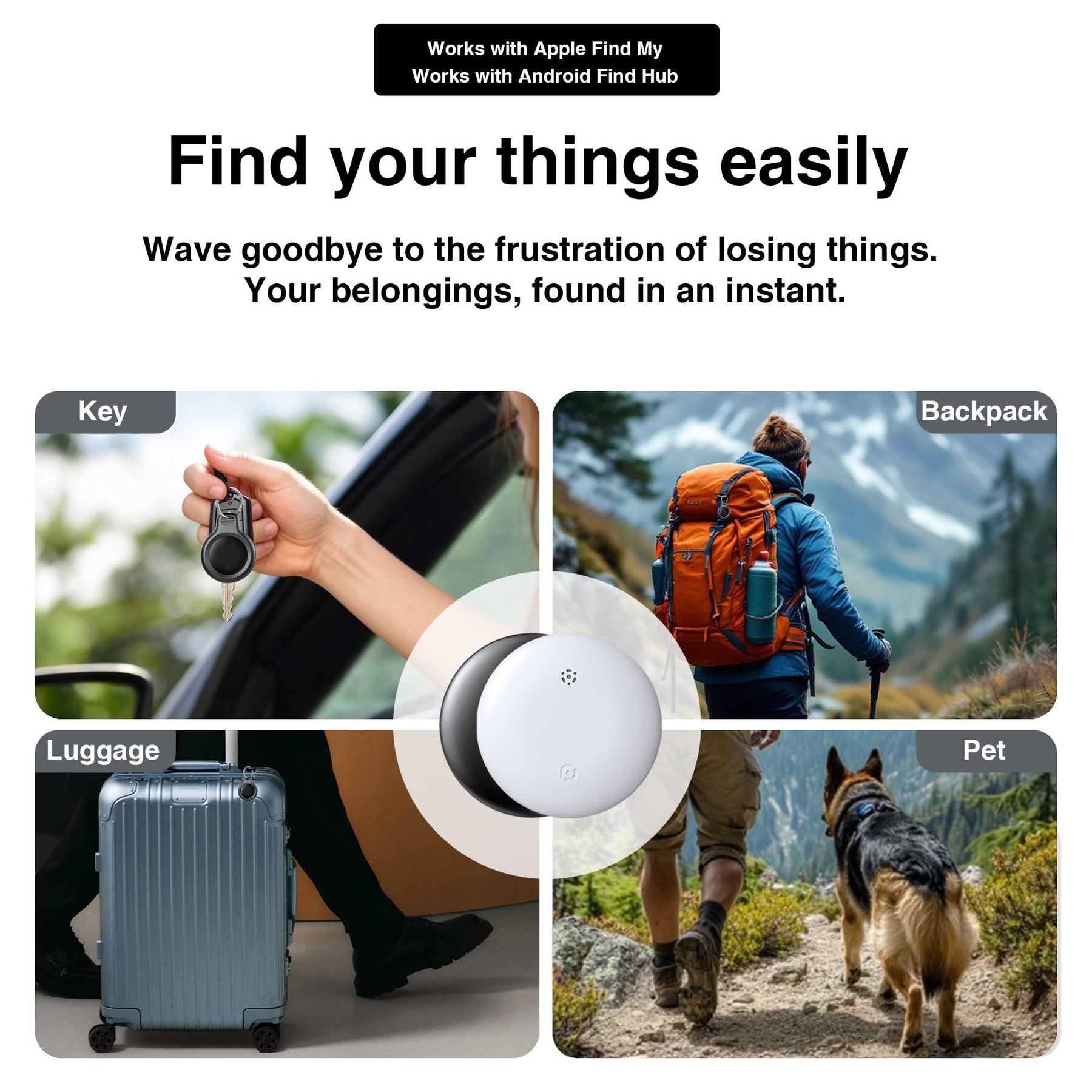 BlissfulTails Bluetooth Tracker, Apple Find My & Android Find Hub (2 Pack)