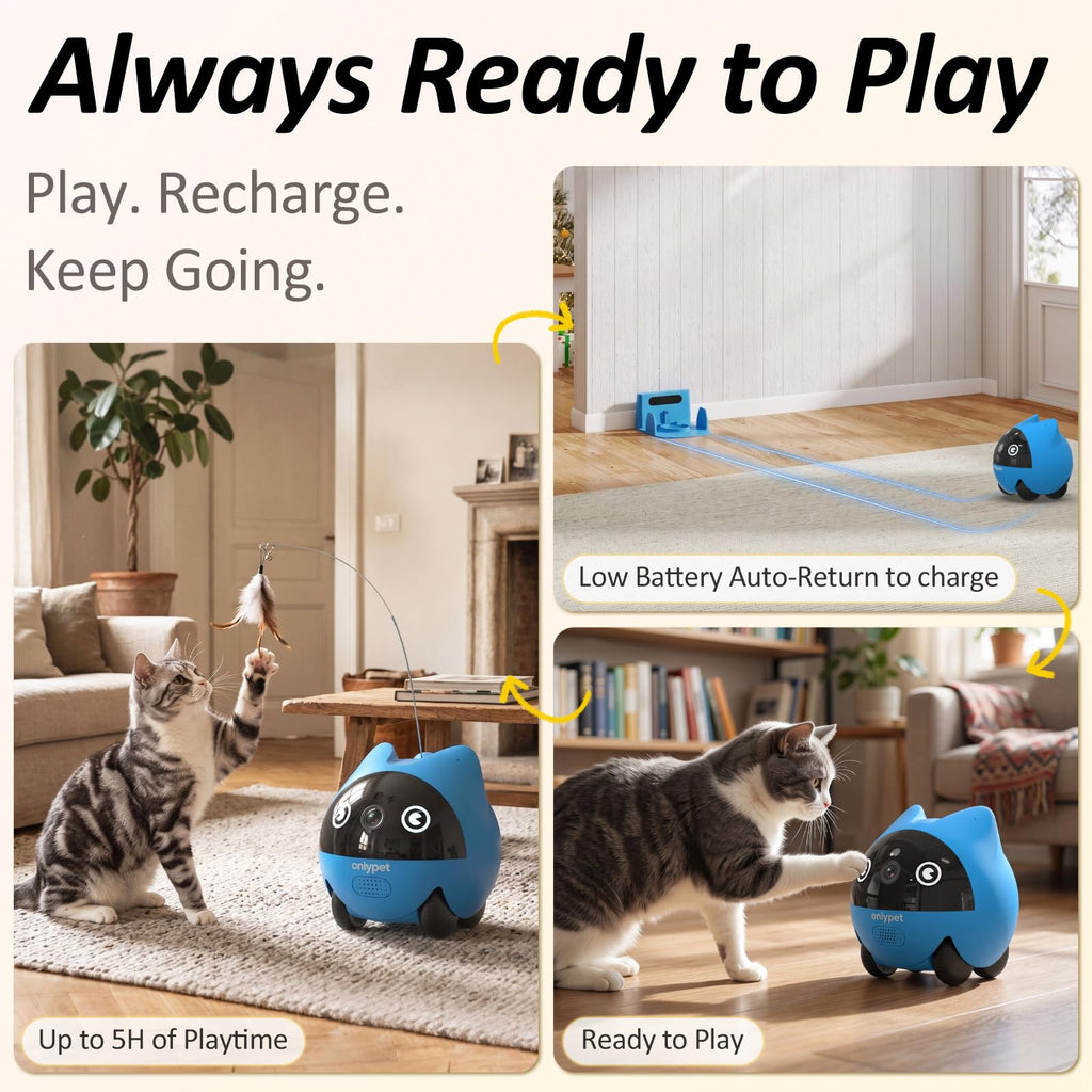 onlypet Pet Camera Robot, 2K Pet Camera Indoor with Phone App for Cat & Dog