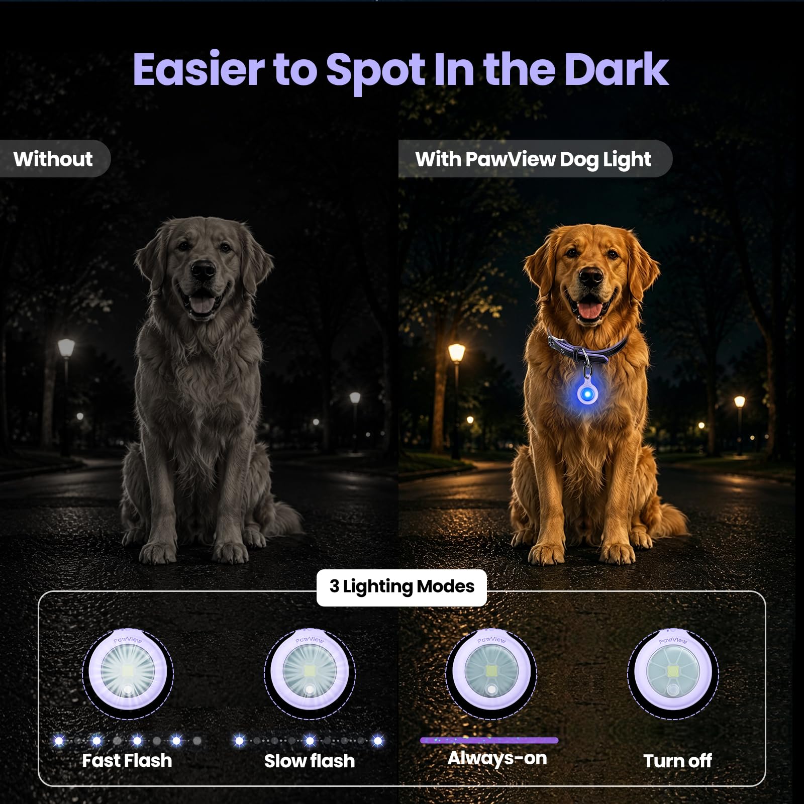 2-Pack USB-C LED Dog Safety Lights with QR Code ID