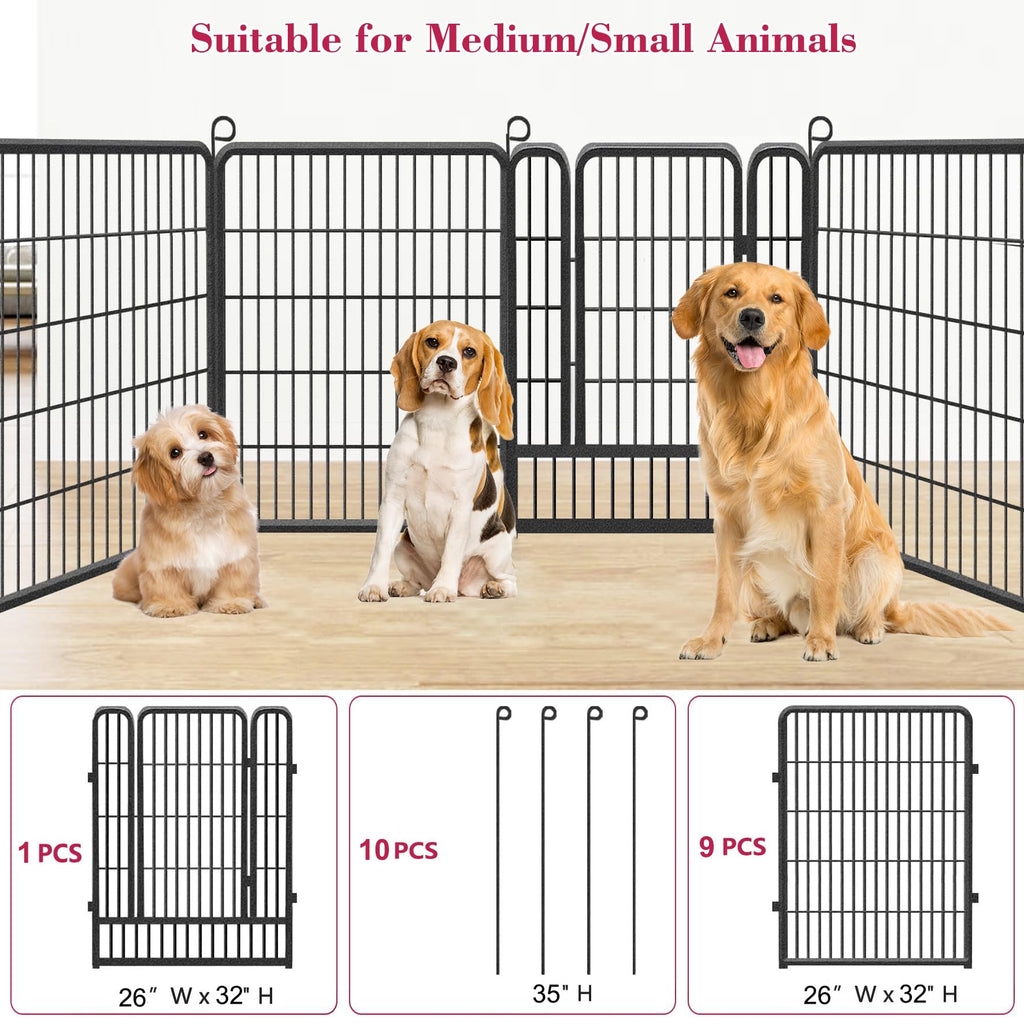 40" Portable Metal Dog Exercise Pen for Outdoor Use