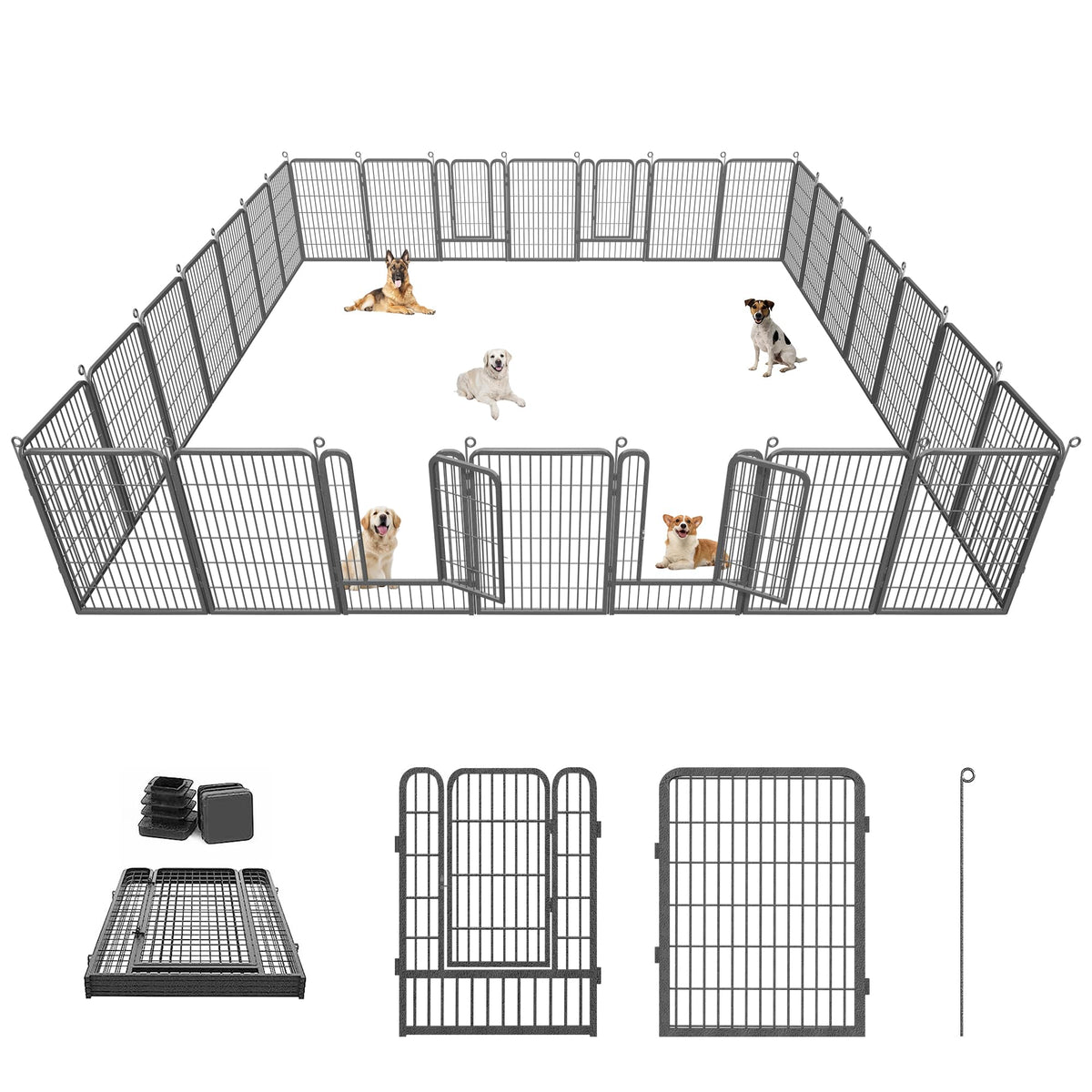 40" Portable Metal Dog Exercise Pen for Outdoor Use