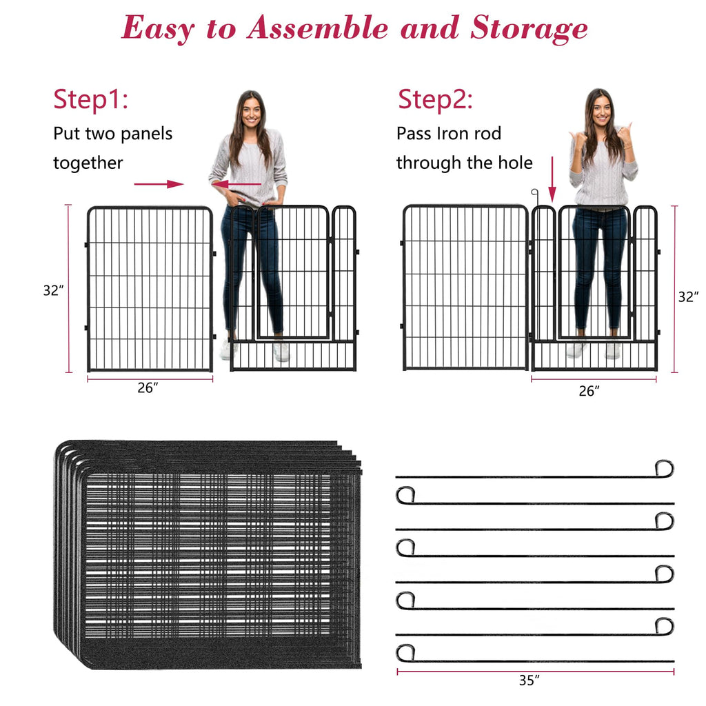 40" Portable Metal Dog Exercise Pen for Outdoor Use