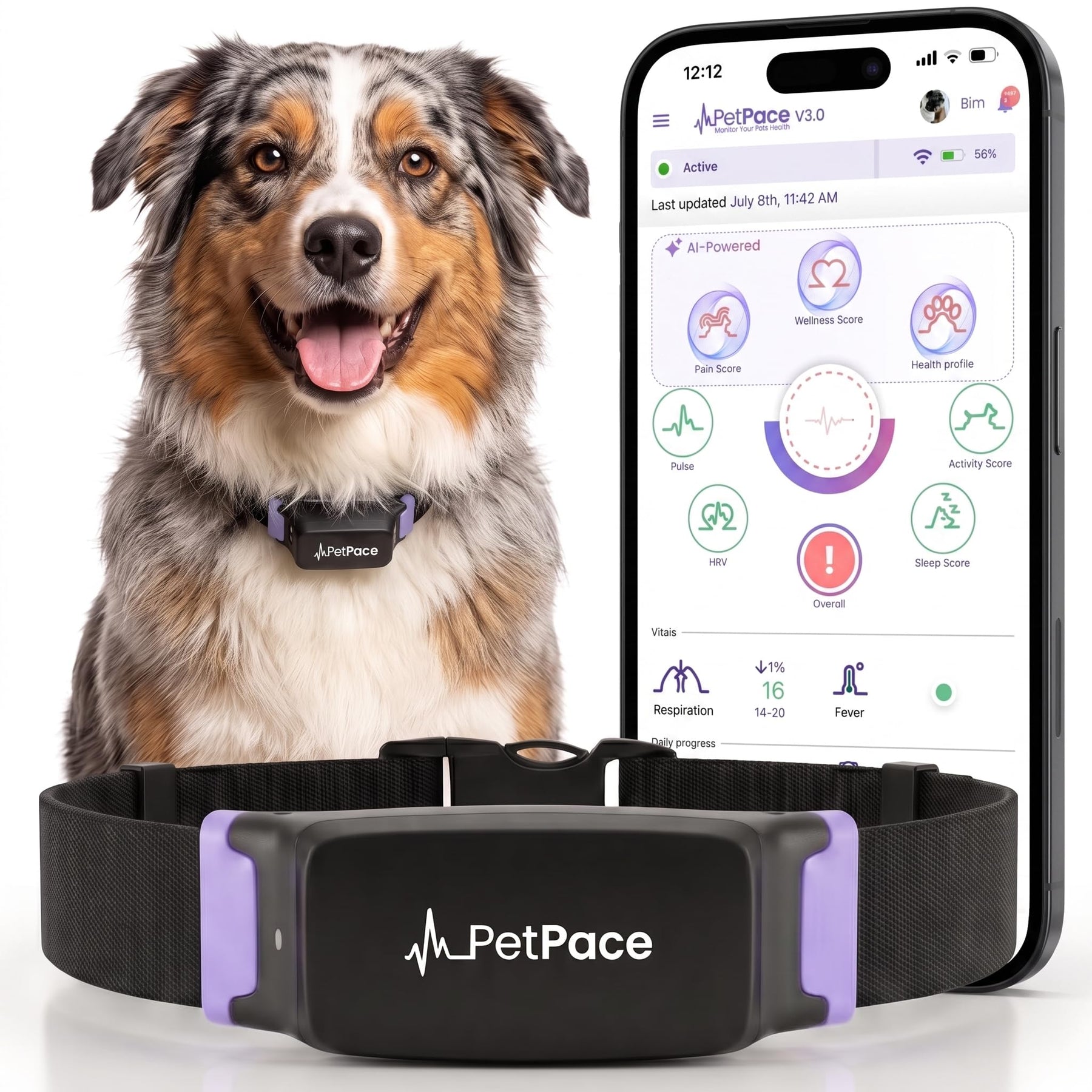 Smart Dog Health Monitoring Collar with GPS & Vital Tracking