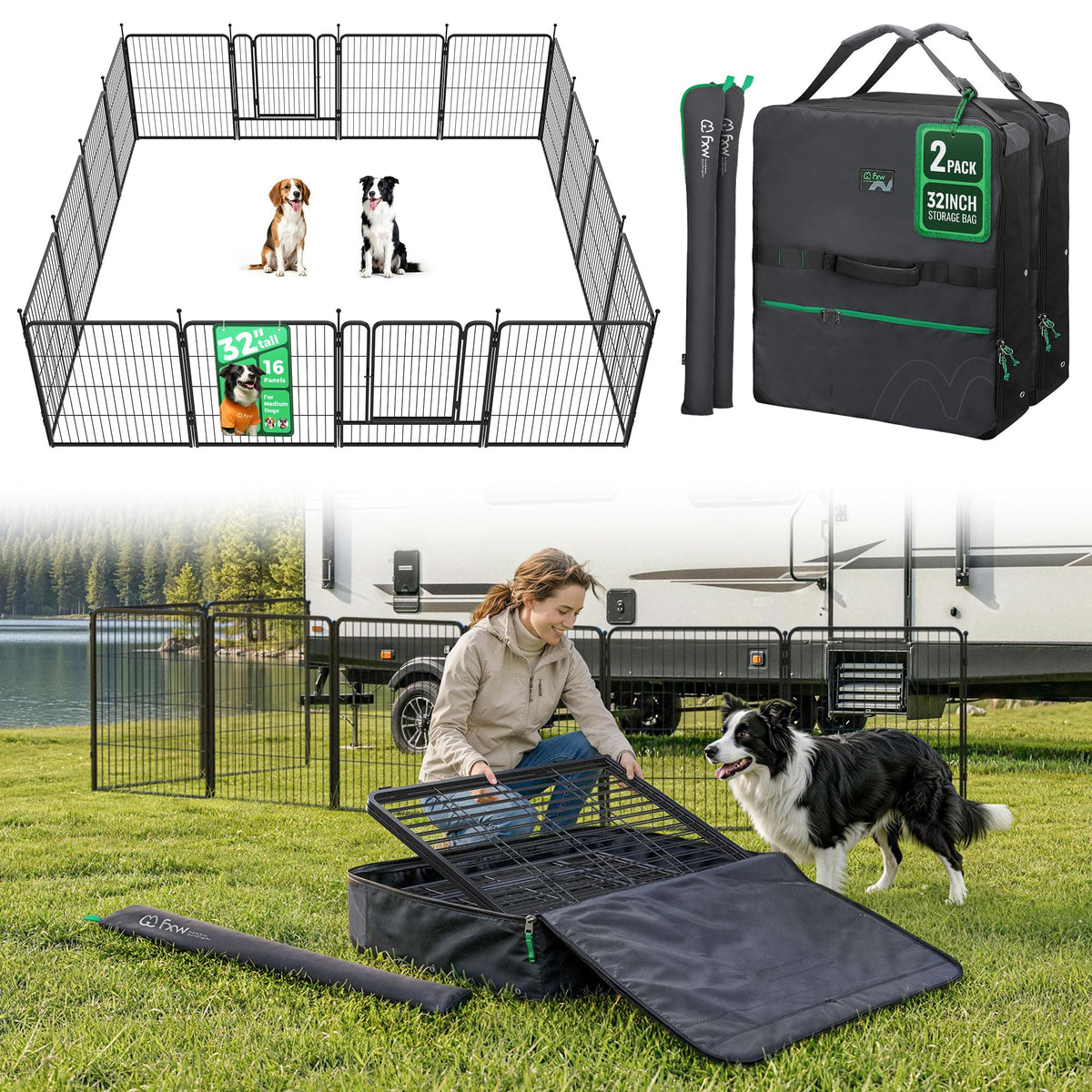 FXW Rollick Dog Playpen, Indoor, Yard & RV Camping