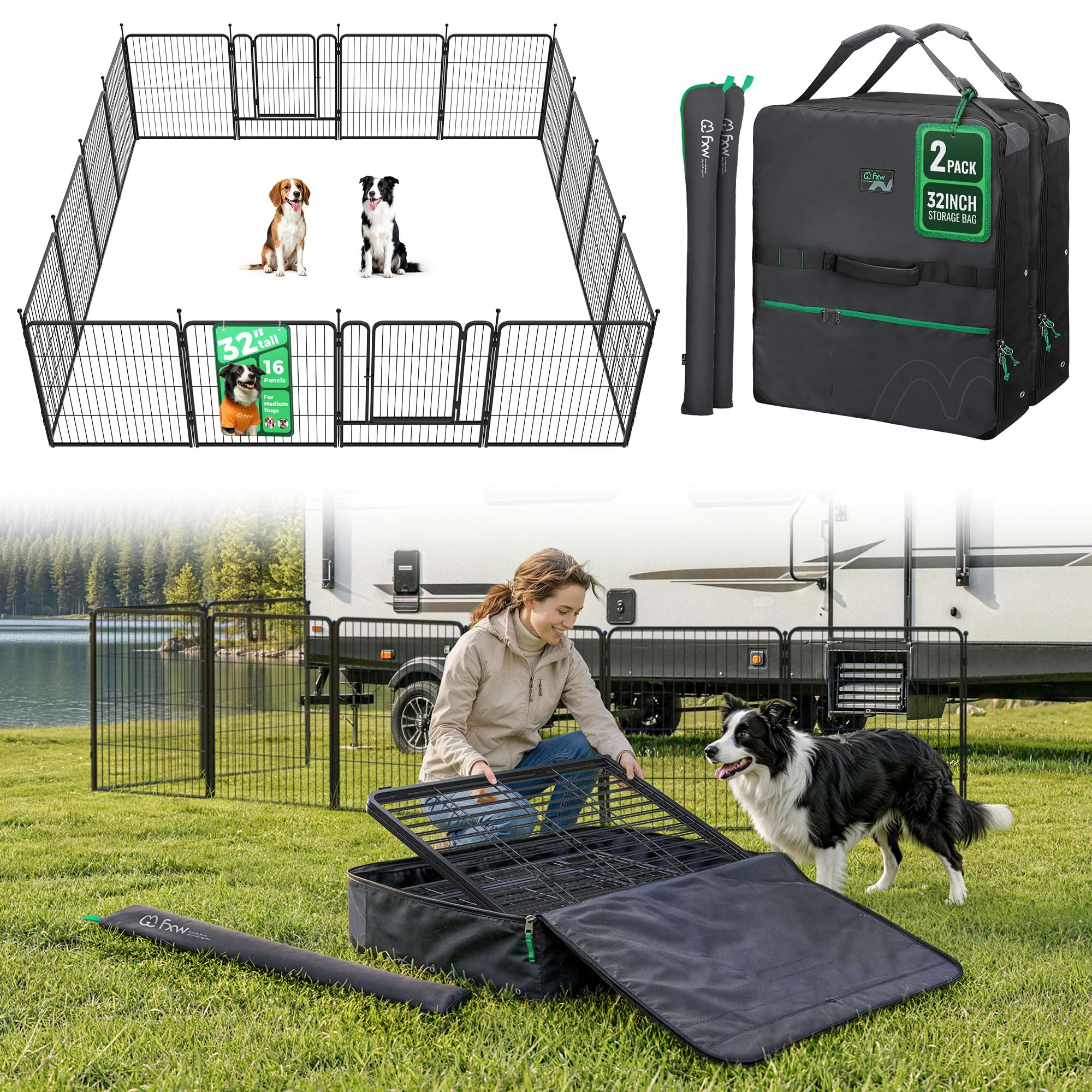 FXW Rollick Dog Playpen, Indoor, Yard & RV Camping