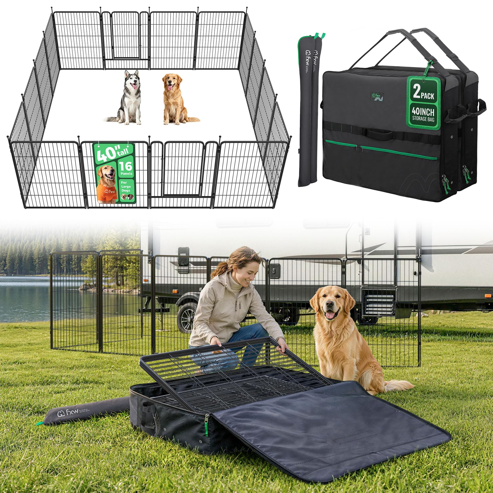 FXW Rollick Dog Playpen, Indoor, Yard & RV Camping