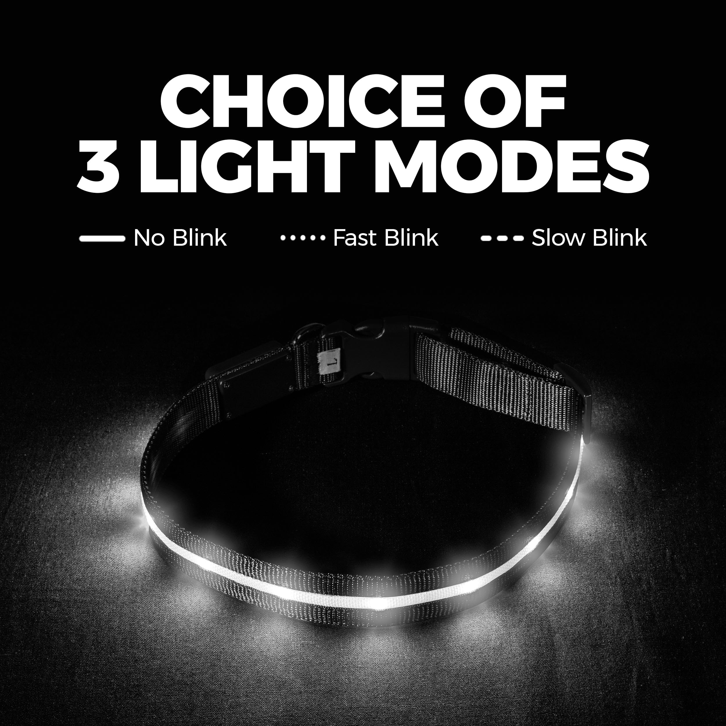 USB Rechargeable LED Light-Up Dog Collar
