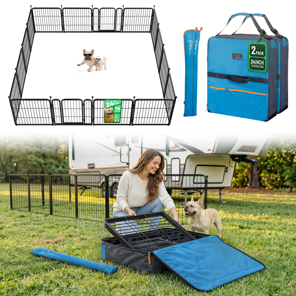 FXW Rollick Dog Playpen, Indoor, Yard & RV Camping