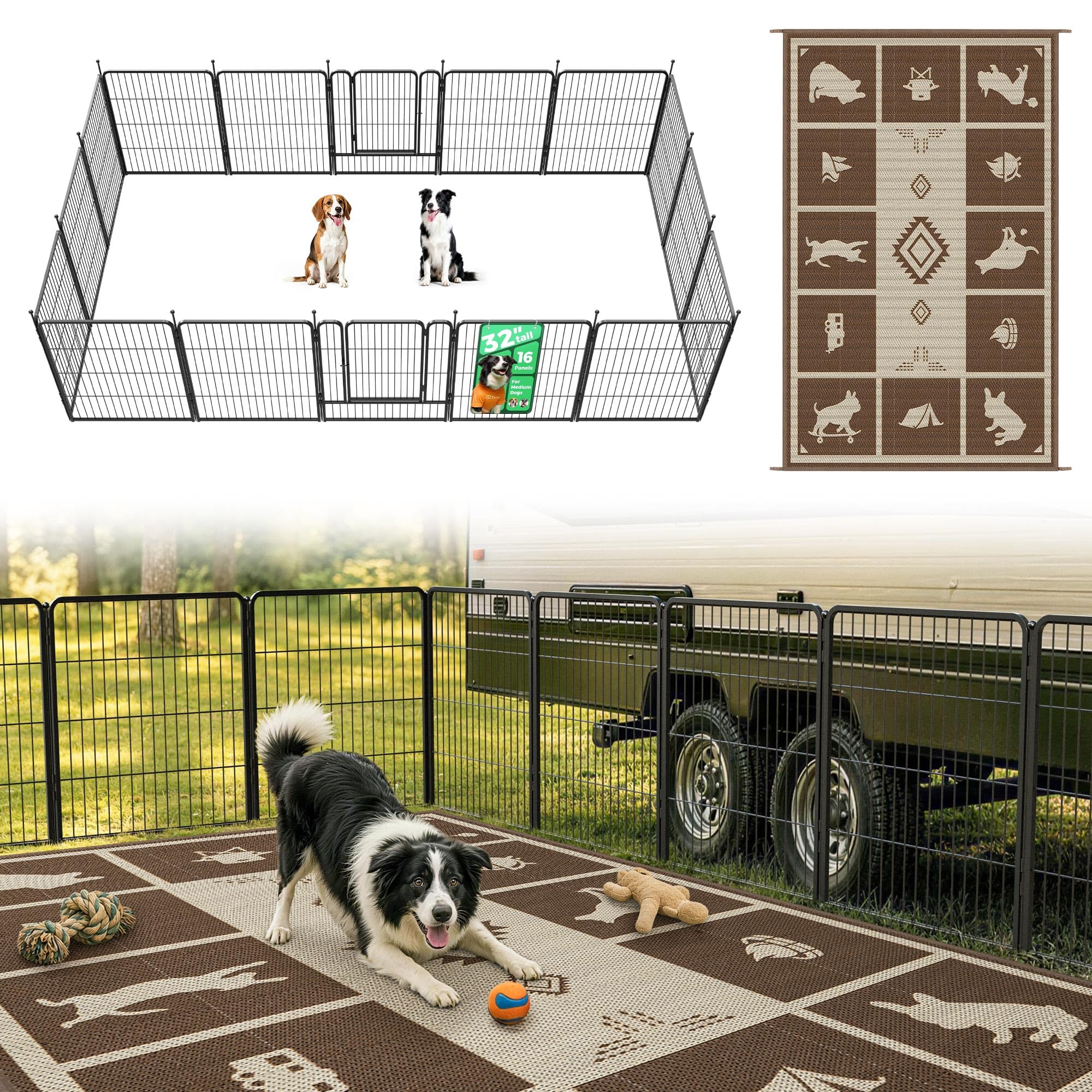 FXW Rollick Dog Playpen, Indoor, Yard & RV Camping