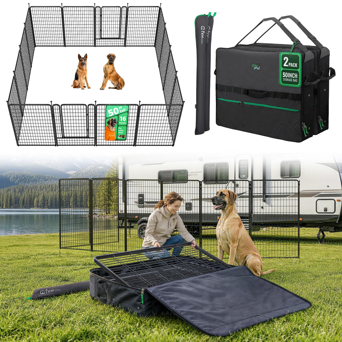 FXW Rollick Dog Playpen, Indoor, Yard & RV Camping